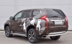 24 999 р. Защита заднего бампера (Ø63 мм, нержавейка) SLITKOFF  Mitsubishi Pajero Sport  QE (2015-2021) дорестайлинг (лист - алюминий, профиль - нержавейка)  с доставкой в г. Набережные‑Челны. Увеличить фотографию 2