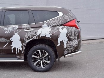 27 999 р. Защита заднего бампера (Ø63 мм, нержавейка) SLITKOFF  Mitsubishi Pajero Sport  QE (2015-2021) дорестайлинг (лист - нержавейка, профиль - нержавейка)  с доставкой в г. Набережные‑Челны. Увеличить фотографию 2