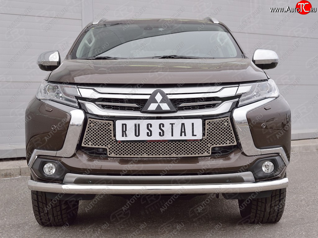 4 299 р. Сетка нижнего воздухозаборника (нержавеющая сталь) Russtal Mitsubishi Pajero Sport QE дорестайлинг (2015-2021)  с доставкой в г. Набережные‑Челны