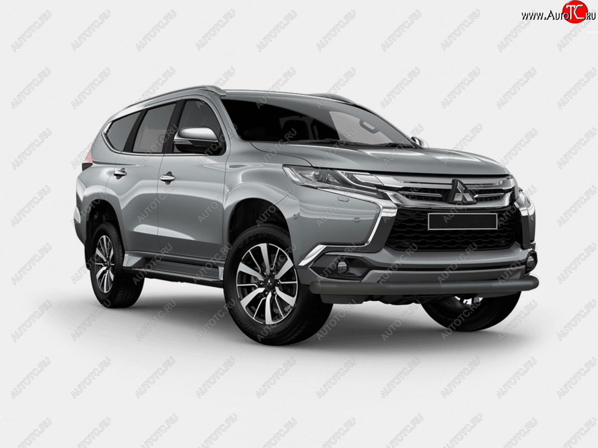 10 999 р. Защита переднего бампера (Ø63 мм, окрашенная) SLITKOFF  Mitsubishi Pajero Sport  QE (2015-2021) дорестайлинг (цвет черный муар)  с доставкой в г. Набережные‑Челны