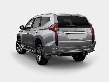 Защита заднего бампера (Ø63 мм уголки, окрашенная) SLITKOFF Mitsubishi (Митсубиси) Pajero Sport (Паджеро)  QE (2015-2021) QE дорестайлинг  (цвет черный муар)