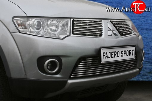 5 399 р. Декоративная вставка решетки радиатора Berkut Mitsubishi Pajero Sport PB дорестайлинг (2008-2013)  с доставкой в г. Набережные‑Челны