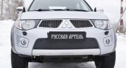 1 159 р. Зимняя заглушка решетки переднего бампера РА  Mitsubishi Pajero Sport  PB (2008-2013) дорестайлинг  с доставкой в г. Набережные‑Челны. Увеличить фотографию 2