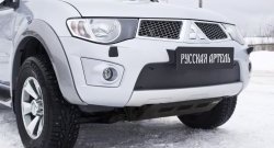 1 159 р. Зимняя заглушка решетки переднего бампера РА  Mitsubishi Pajero Sport  PB (2008-2013) дорестайлинг  с доставкой в г. Набережные‑Челны. Увеличить фотографию 3