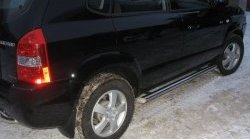 14 849 р. Защита порогов из круглой трубы диаметром d63 мм Russtal  Hyundai Tucson  JM (2004-2010) (Защита порогов с со скосами на торцах (вариант 1))  с доставкой в г. Набережные‑Челны. Увеличить фотографию 1