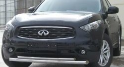 Защита переднего бампера (2 трубыØ63 и 42 мм, нержавейка) SLITKOFF INFINITI FX35 S51 дорестайлинг (2008-2011)