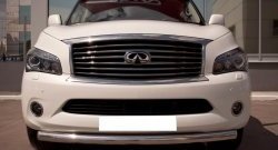 18 749 р. Одинарная защита переднего бампера SLITKOFF 76 мм  INFINITI QX56  Z62 (2010-2013) (Неокрашенный)  с доставкой в г. Набережные‑Челны. Увеличить фотографию 2