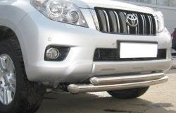 24 899 р. Защита переднего бампера (2 трубыØ76 и 63 мм, нержавейка) SLITKOFF Toyota Land Cruiser Prado J150 дорестайлинг (2009-2013)  с доставкой в г. Набережные‑Челны. Увеличить фотографию 2