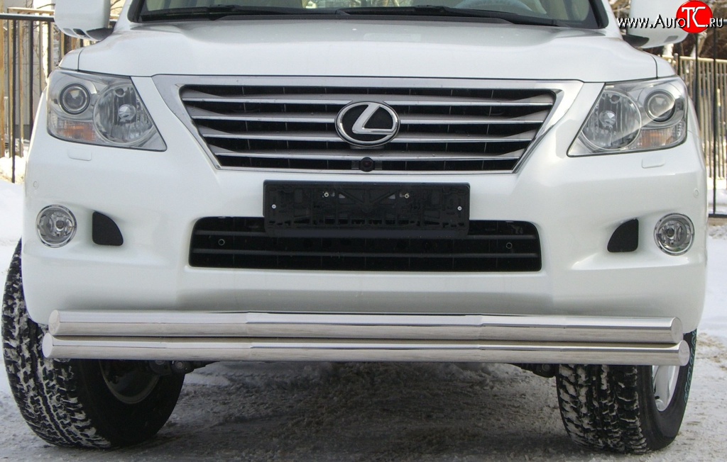 26 849 р. Защита переднего бампера (2 трубыØ70 мм, нержавейка) SLITKOFF Lexus LX570 J200 дорестайлинг (2007-2012)  с доставкой в г. Набережные‑Челны