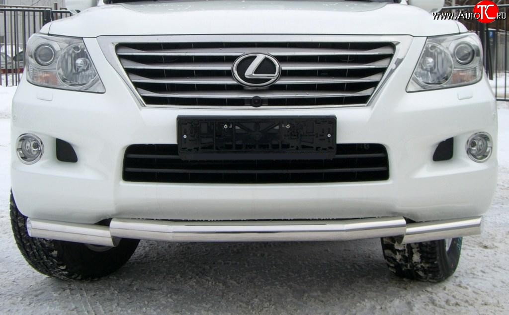 21 349 р. Защита переднего бампера (Ø70 мм ступень, нержавейка) SLITKOFF  Lexus LX570  J200 (2007-2012) дорестайлинг  с доставкой в г. Набережные‑Челны