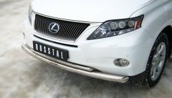 15 849 р. Защита переднего бампера (2 трубыØ76 и 42 мм, нержавейка) SLITKOFF Lexus RX350 AL10 дорестайлинг (2008-2012)  с доставкой в г. Набережные‑Челны. Увеличить фотографию 2