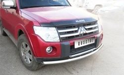 22 849 р. Защита переднего бампера (2 трубыØ76 и 42 мм, нержавейка) SLITKOFF Mitsubishi Pajero 4 V90 дорестайлинг (2006-2011)  с доставкой в г. Набережные‑Челны. Увеличить фотографию 2