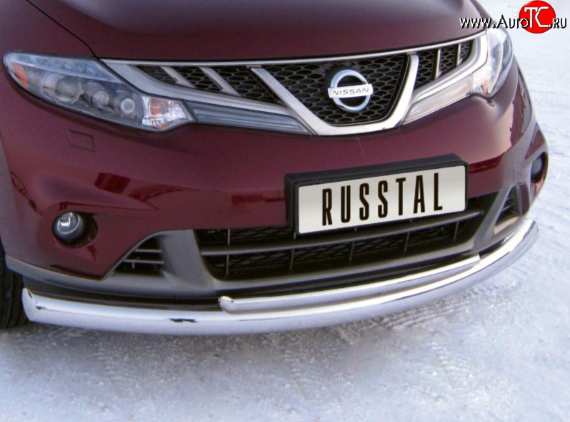 21 549 р. Защита переднего бампера (2 трубыØ76 и 42 мм, нержавейка) SLITKOFF  Nissan Murano  2 Z51 (2010-2016) рестайлинг  с доставкой в г. Набережные‑Челны