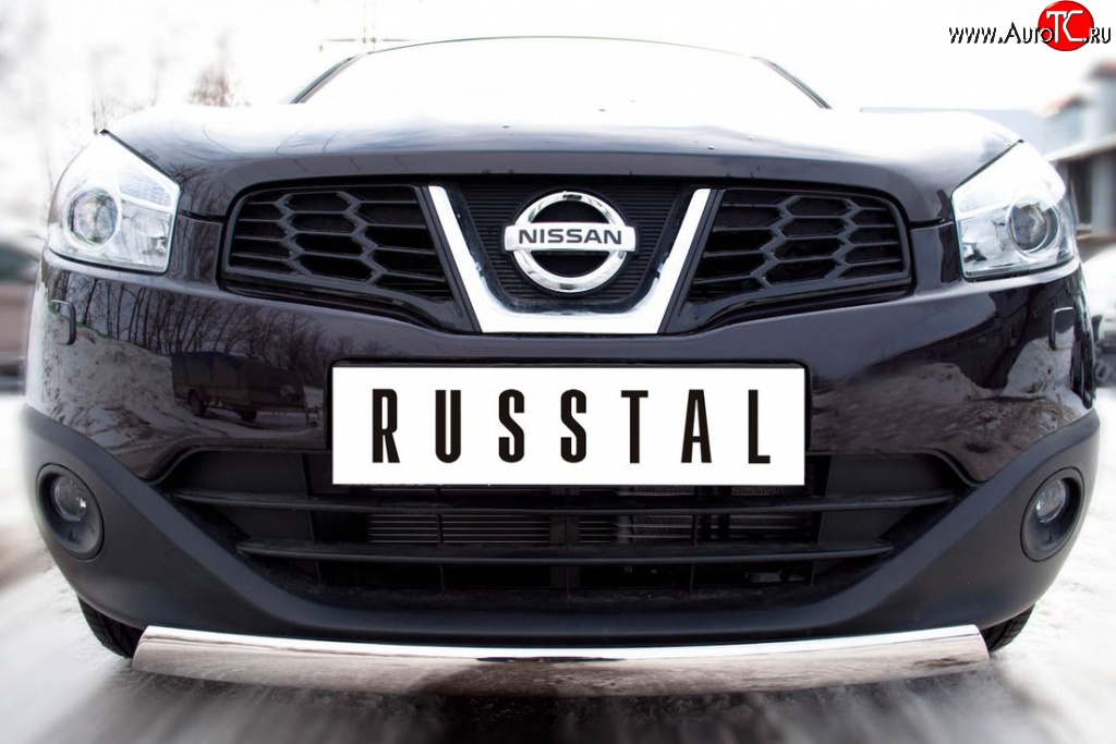 15 399 р. Защита переднего бампера (Ø75х42 мм, нержавейка) Russtal Nissan Qashqai 1 J10 рестайлинг (2010-2013)  с доставкой в г. Набережные‑Челны