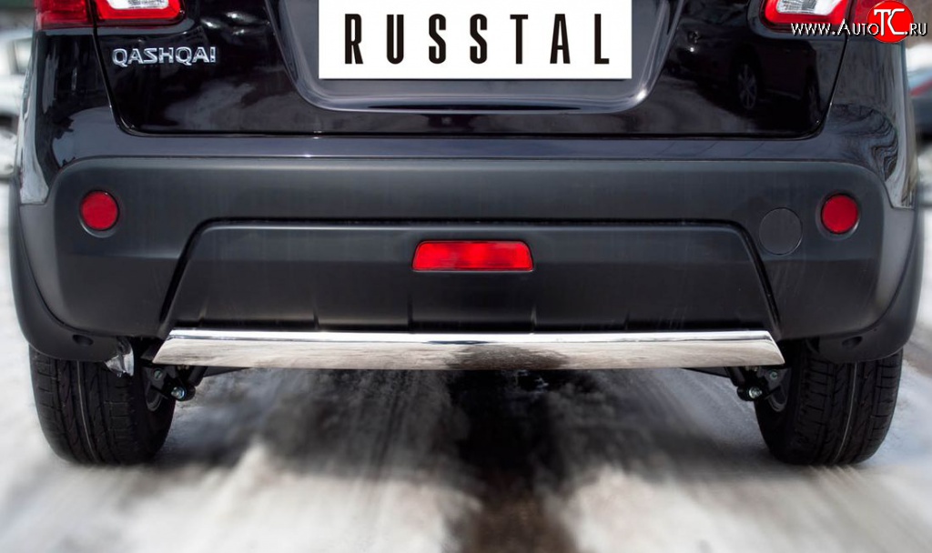 14 999 р. Защита заднего бампера (Ø75х42 мм, нержавейка) Russtal Nissan Qashqai 1 J10 рестайлинг (2010-2013)  с доставкой в г. Набережные‑Челны