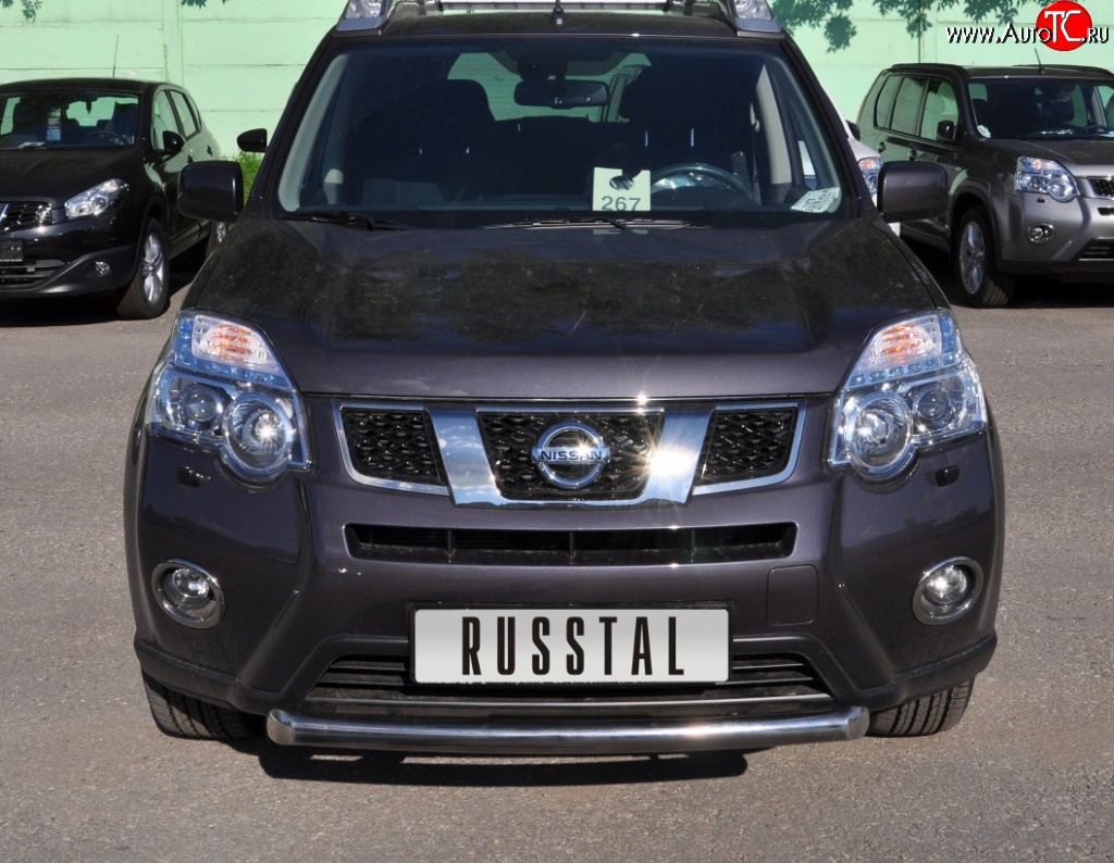 9 699 р. Одинарная защита переднего бампера Russtal диаметром 63 мм Nissan X-trail 2 T31 рестайлинг (2010-2015)  с доставкой в г. Набережные‑Челны