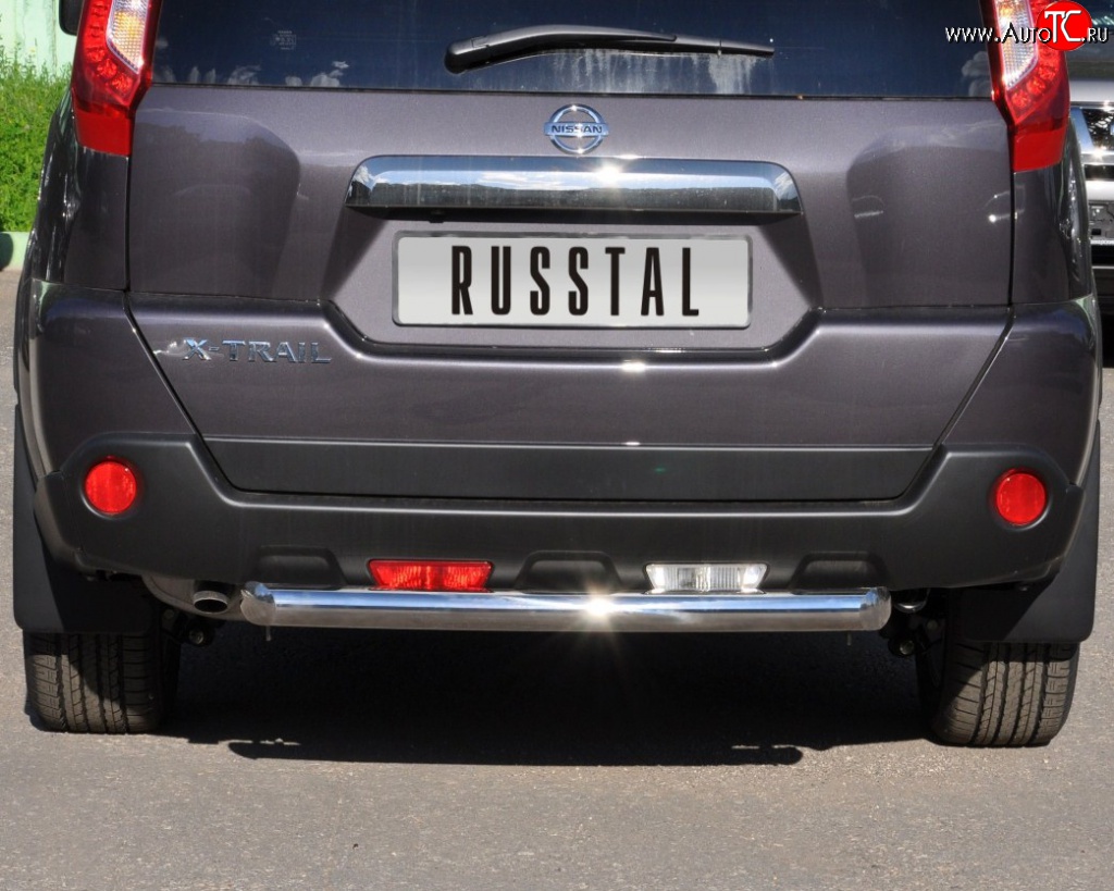 8 799 р. Защита заднего бампера (Ø76 мм, нержавейка) Russtal  Nissan X-trail  2 T31 (2010-2015) рестайлинг  с доставкой в г. Набережные‑Челны