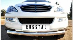 10 949 р. Защита переднего бампера (2 трубыØ63 и 42 мм, нержавейка) Russtal SSANGYONG Kyron дорестайлинг (2005-2007)  с доставкой в г. Набережные‑Челны. Увеличить фотографию 1