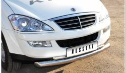 10 949 р. Защита переднего бампера (2 трубыØ63 и 42 мм, нержавейка) Russtal SSANGYONG Kyron дорестайлинг (2005-2007)  с доставкой в г. Набережные‑Челны. Увеличить фотографию 2