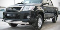 22 399 р. Защита переднего бампера (2 трубыØ76 и 42 мм, нержавейка) SLITKOFF Toyota Hilux AN20,AN30  2-ой рестайлинг (2011-2016)  с доставкой в г. Набережные‑Челны. Увеличить фотографию 2