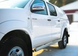 11 399 р. Защита порогов Russtal из круглой трубы диаметром 76 мм  Toyota Hilux ( AN10,AN20,  AN20,AN30) (2008-2016) 1-ый рестайлинг,  2-ой рестайлинг (Защита порогов с со скосами на торцах (вариант 1))  с доставкой в г. Набережные‑Челны. Увеличить фотографию 3