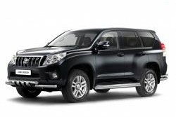 Защита порогов из трубы Ø51 Petroil Tuning. Toyota Land Cruiser Prado J150 дорестайлинг (2009-2013)  (Нержавеющая полированная сталь)