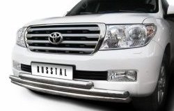 39 899 р. Тройная защита переднего бампера SLITKOFF из труб диаметром по 63 мм  Toyota Land Cruiser  200 (2007-2012) дорестайлинг  с доставкой в г. Набережные‑Челны. Увеличить фотографию 2