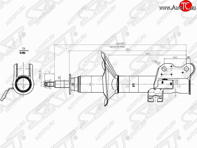 4 099 р. Правый амортизатор передний SAT Nissan 100NX (1990-1996)  с доставкой в г. Набережные‑Челны