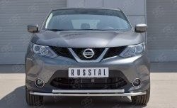 Защита переднего бампера (2 трубыØ42 мм, нержавейка) SLITKOFF Nissan (Нисан) Qashqai (Кашкай)  2 (2013-2019) 2 J11 дорестайлинг