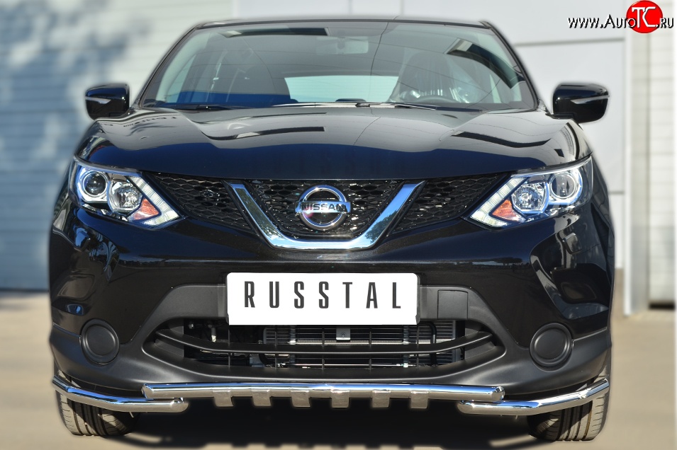 23 999 р. Защита переднего бампера (Ø42 мм с зубами, нержавейка) SLITKOFF Nissan Qashqai 2 J11 дорестайлинг (2013-2019)  с доставкой в г. Набережные‑Челны