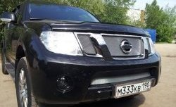 1 539 р. Нижняя сетка на бампер Russtal (хром) Nissan Pathfinder R51 рестайлинг (2009-2014)  с доставкой в г. Набережные‑Челны. Увеличить фотографию 2