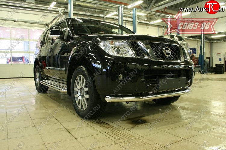 17 639 р. Защита переднего бампера одинарная Souz-96 (d76) Nissan Pathfinder R51 рестайлинг (2009-2014)  с доставкой в г. Набережные‑Челны