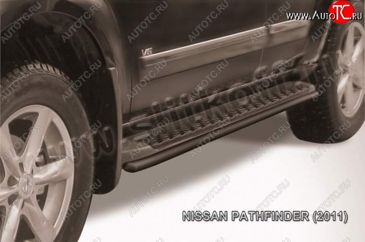 8 499 р. Защита штатного порога d42 Slitkoff  Nissan Pathfinder  R51 (2009-2014) рестайлинг (Цвет: серебристый)  с доставкой в г. Набережные‑Челны