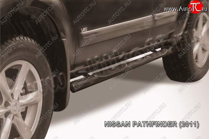 11 449 р. Защита порогов Slitkoff Nissan Pathfinder R51 рестайлинг (2009-2014) (Цвет: серебристый)  с доставкой в г. Набережные‑Челны