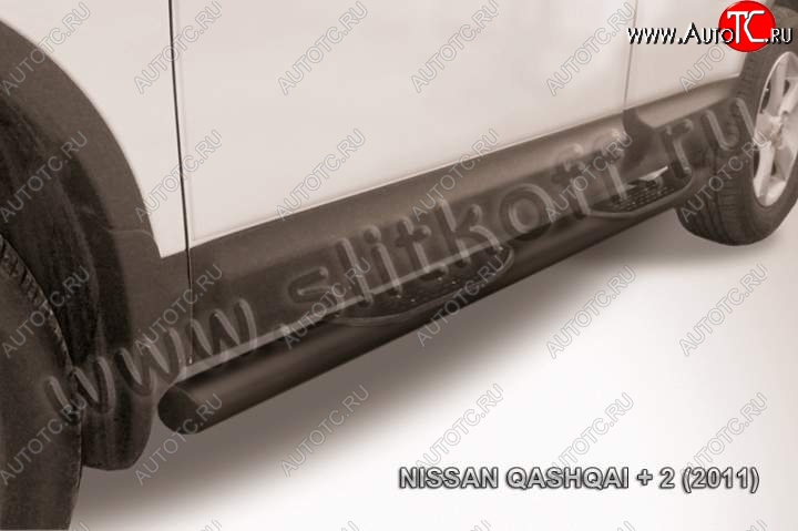 12 899 р. Защита порогов Slitkoff  Nissan Qashqai +2  1 (2010-2014) J10 рестайлинг (Цвет: серебристый)  с доставкой в г. Набережные‑Челны