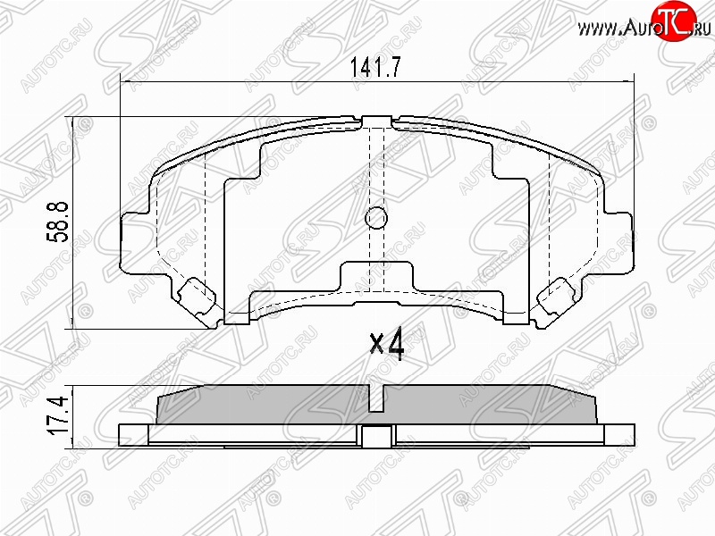 1 399 р. Комплект тормозных колодок SAT  Nissan Qashqai  1 (2007-2010), Nissan Qashqai +2  1 (2008-2014), Nissan X-trail  2 T31 (2007-2015), Renault Koleos ( 1) (2007-2016)  с доставкой в г. Набережные‑Челны