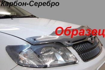 2 559 р. Дефлектор капота CA-Plastiс  Nissan Almera  G15 (2012-2019) седан (Шелкография карбон-серебро)  с доставкой в г. Набережные‑Челны. Увеличить фотографию 2