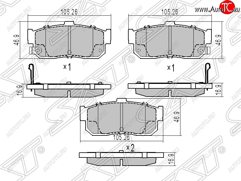 929 р. Колодки тормозные SAT (задние)  Nissan Avenir - Sunny  B15  с доставкой в г. Набережные‑Челны