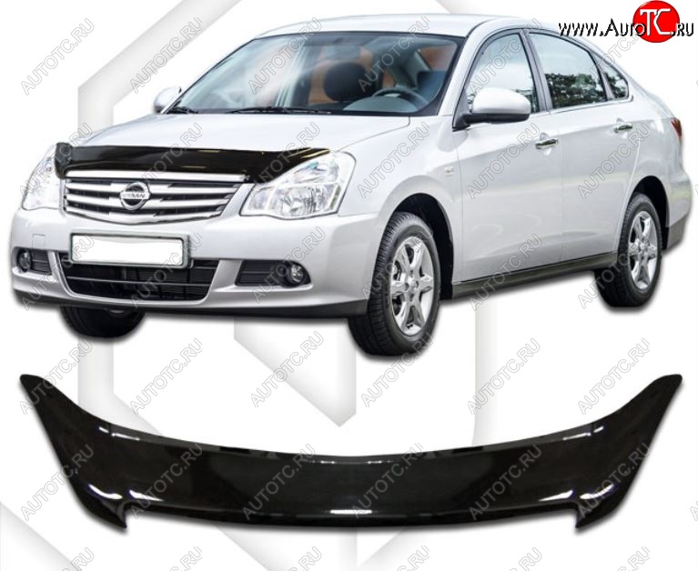 2 079 р. Дефлектор капота CA-Plastic  Nissan Bluebird Sylphy  седан (2005-2012) G11 (Classic черный, Без надписи)  с доставкой в г. Набережные‑Челны