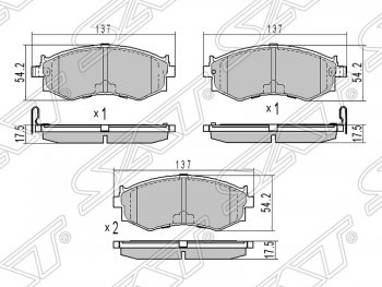 Колодки тормозные SAT (передние) Nissan Bluebird седан U14 дорестайлинг (1996-1998)