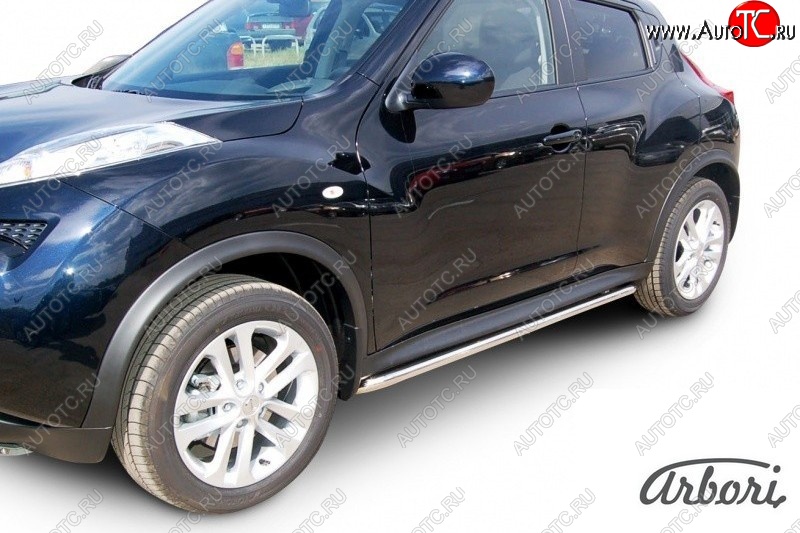 12 149 р. Защита штатных порогов 2WD Arbori (нержавейка, d42 mm). Nissan Juke 1 YF15 рестайлинг (2014-2020)  с доставкой в г. Набережные‑Челны