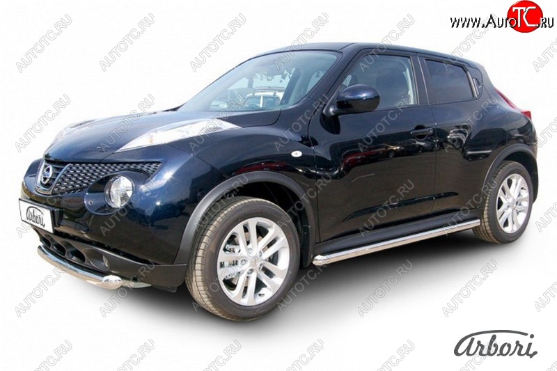 12 149 р. Защита штатных порогов 2WD Arbori (нержавейка, d57 mm). Nissan Juke 1 YF15 рестайлинг (2014-2020)  с доставкой в г. Набережные‑Челны