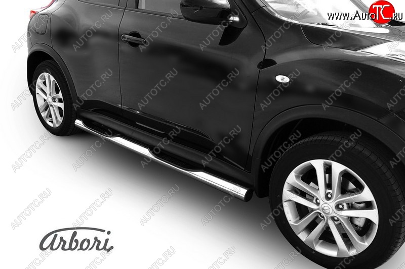 14 579 р. Защита штатных порогов 4WD Arbori (с проступью, нержавейка, d76 mm). Nissan Juke 1 YF15 рестайлинг (2014-2020)  с доставкой в г. Набережные‑Челны