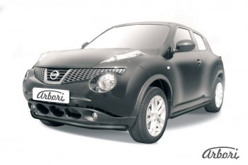 Защита переднего бампера 2WD Arbori (черная, 1 труба d57 mm). Nissan Juke 1 YF15 рестайлинг (2014-2020)