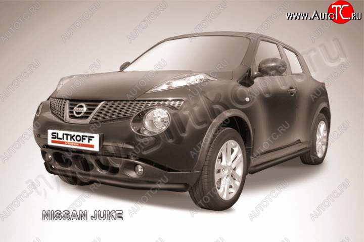 8 949 р. Защита переднего бампера из трубы d57 Slitkoff  Nissan Juke  1 YF15 (2010-2020) дорестайлинг, рестайлинг (Цвет: серебристый)  с доставкой в г. Набережные‑Челны