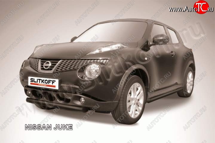 7 699 р. Защита переднего бампера из трубы d57 Slitkoff Nissan Juke 1 YF15 рестайлинг (2014-2020) (Цвет: серебристый)  с доставкой в г. Набережные‑Челны