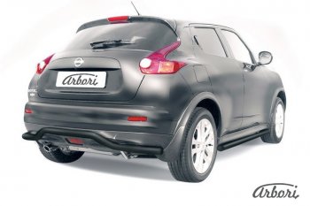 Защита заднего бампера 4WD Arbori (волна, черная, 1 труба d57 mm). Nissan Juke 1 YF15 дорестайлинг (2010-2014)