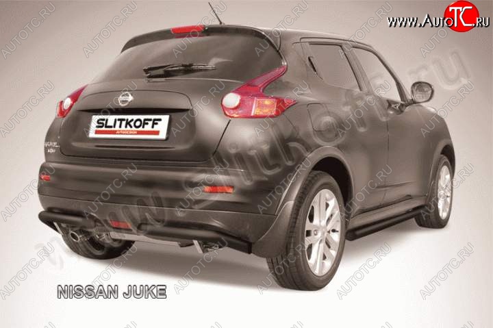 7 499 р. Защита заднего бампера из труб d57 Slitkoff (уголки, 57, 2WD) Nissan Juke 1 YF15 дорестайлинг (2010-2014) (Цвет: серебристый)  с доставкой в г. Набережные‑Челны