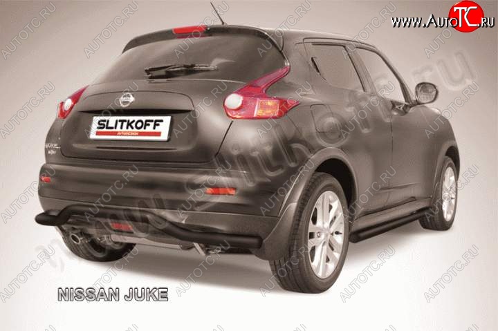 7 999 р. Защита заднего бампера из трубы d57 Slitkoff (волна) Nissan Juke 1 YF15 дорестайлинг (2010-2014) (Цвет: серебристый)  с доставкой в г. Набережные‑Челны