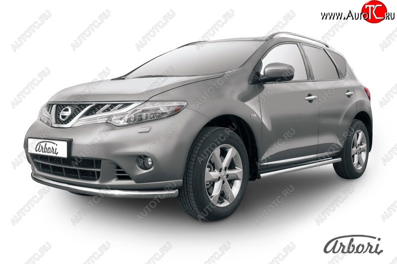 13 499 р. Защита переднего бампера Arbori (нержавейка, 1 труба d57 mm). Nissan Murano 2 Z51 рестайлинг (2010-2016)  с доставкой в г. Набережные‑Челны